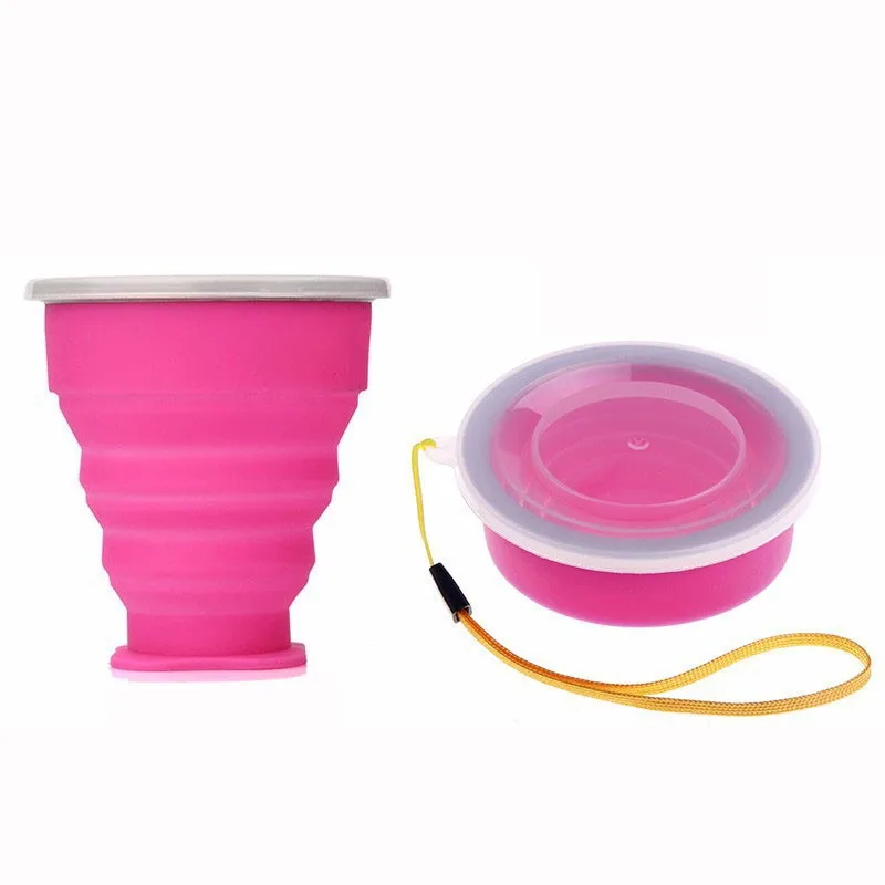 200/250ml Folding Cup Mini Retractable Cup Silicone Portable Teacup Outdoor Travel Coffee Telescopic Drinking Mug With Lid