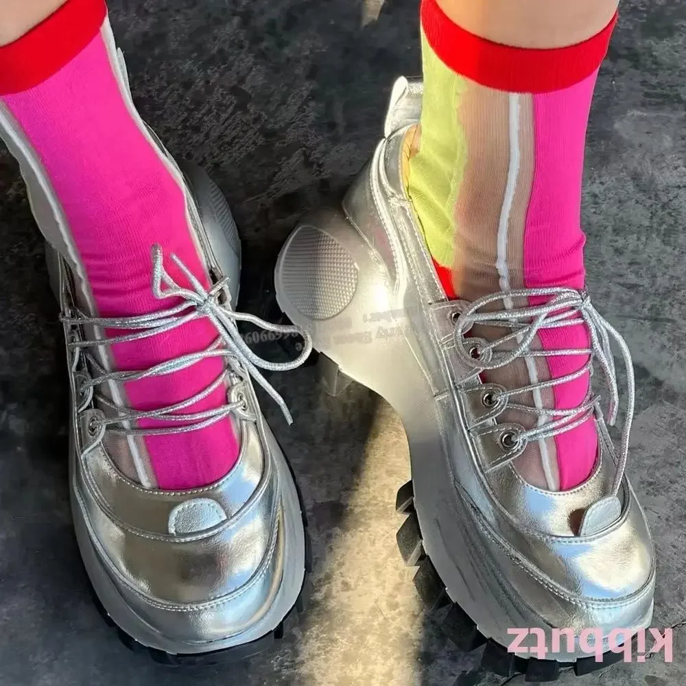 

Ballet Lace-Up Pump Sneaker Fashion Elegant Sexy Party Dress Platform Round Toe Height Increasing Solid Color Women Shoes Newest