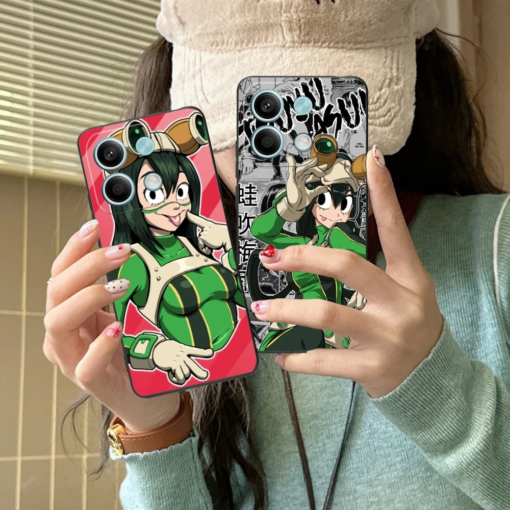 Hero Tsuyu Asui Froppy Cell Phone Case for Xiaomi Redmi Note 13 12 11 10 9 8 7 6 S A Pro Lite Plus 5G Black Phone Cover Shell