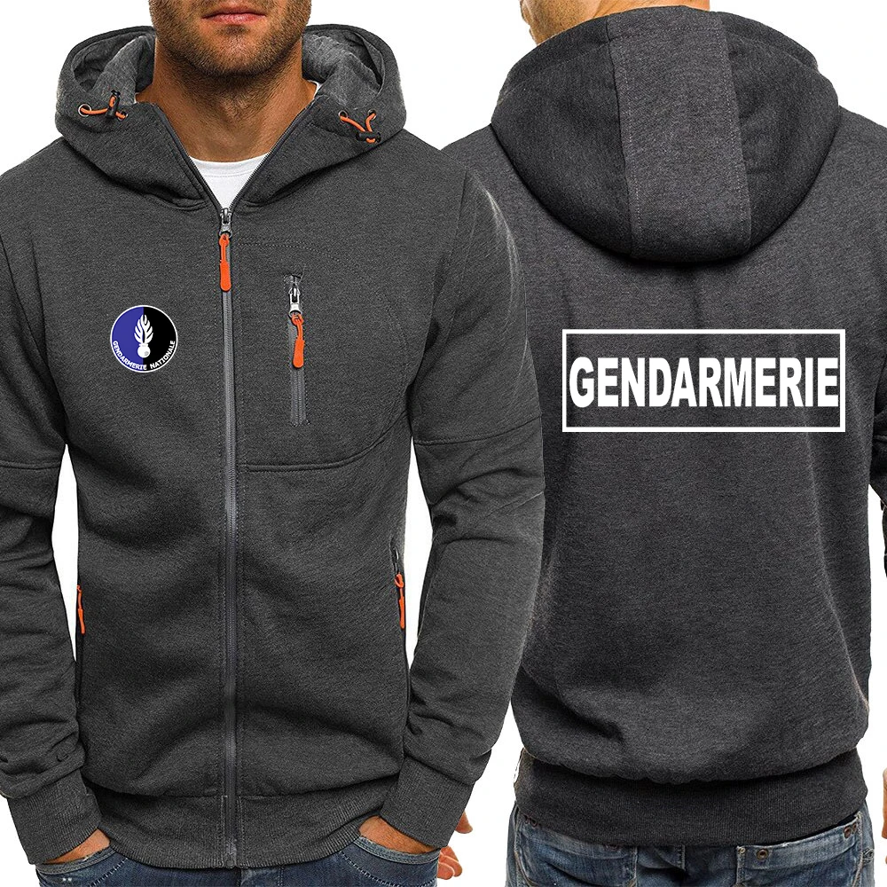 

2025 Spring Autumn French Gendarmerie Logo Print Fashion Cardigan Long Sleeve Hoodies Men Outdoor Comfortable Sports Jacket Coat