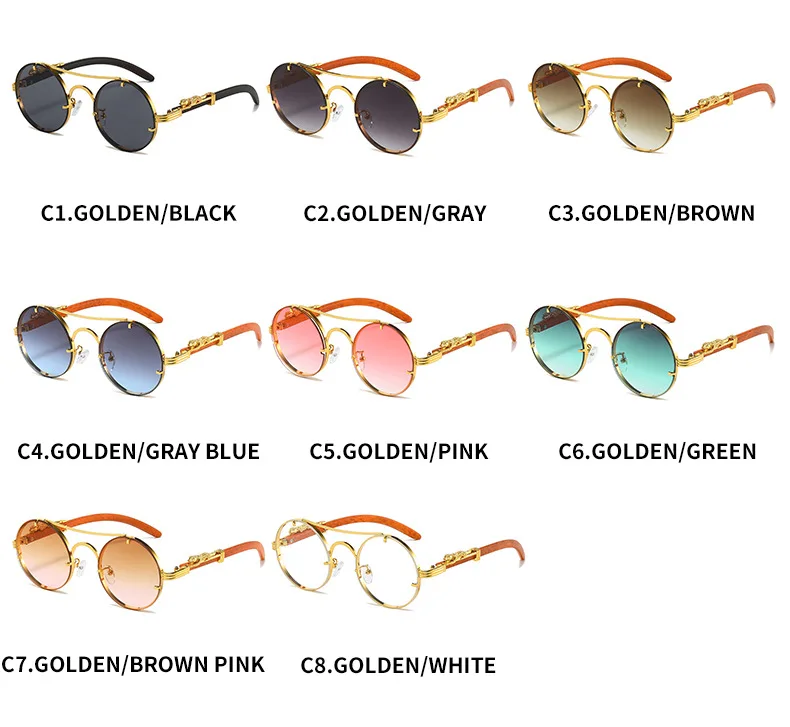Vintage Runde Sonnenbrille Männer Frauen Luxus Marke Designer Gepard Metall Casual Brillen UV400 – Detail 5