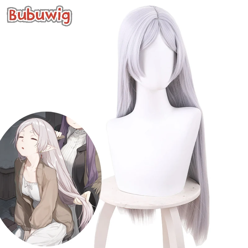 

Bubuwig Synthetic Hair Frieren Cosplay Wigs Frieren: Beyond Journey's End Frieren 70cm Long Straight Grey Wig Heat Resistant