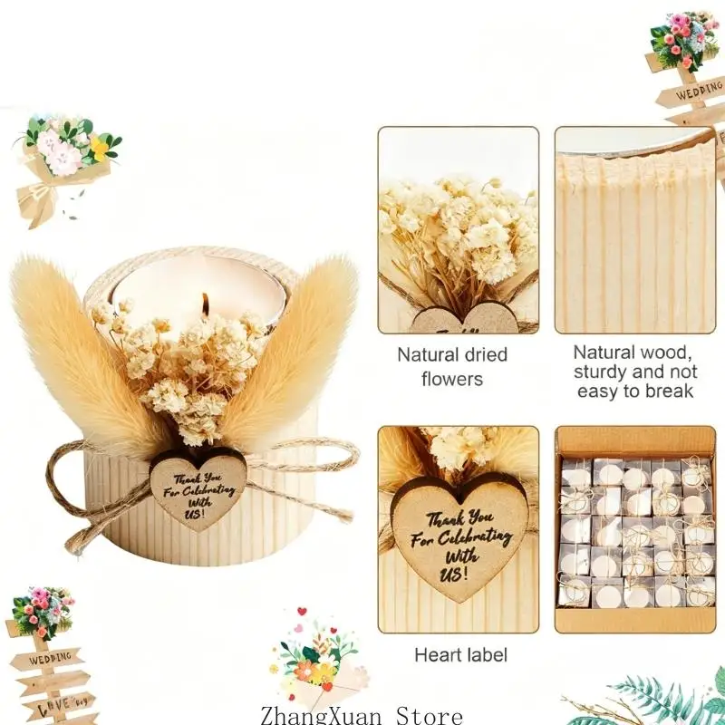 Brautparty-Kerzenständer, künstlerischer Holz-Kerzensockel, Teelichtsockel, Holzstruktur, 3 x – Detail 9