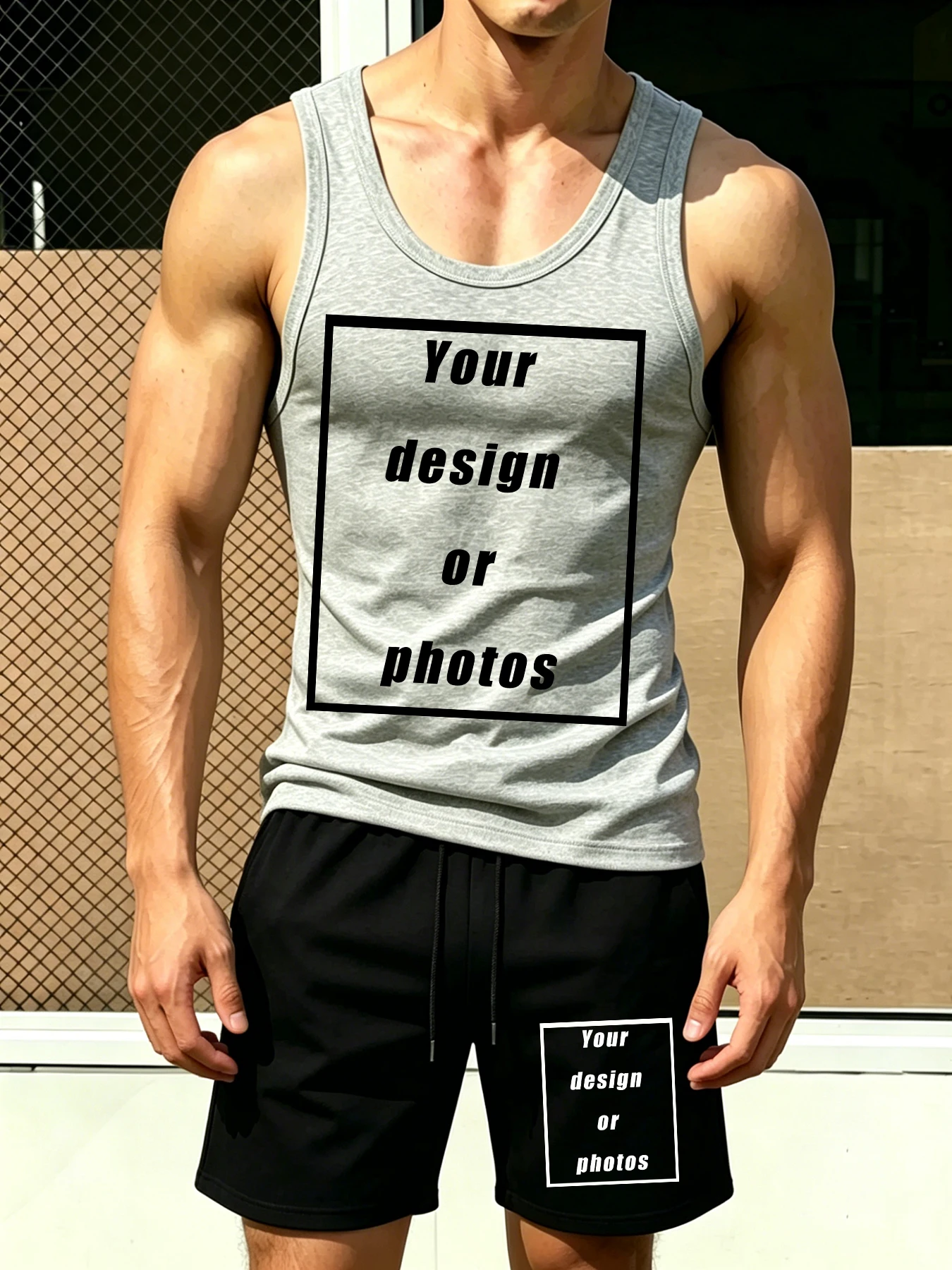 Conjunto Deportivo para Hombre, Camiseta sin Mangas y Pantalones Cortos, Estilo Básico, Versátil, para Playa, Verano, Pantalones Cortos Negros Holgados, Ropa de Moda, Chalecos para Correr en Pareja