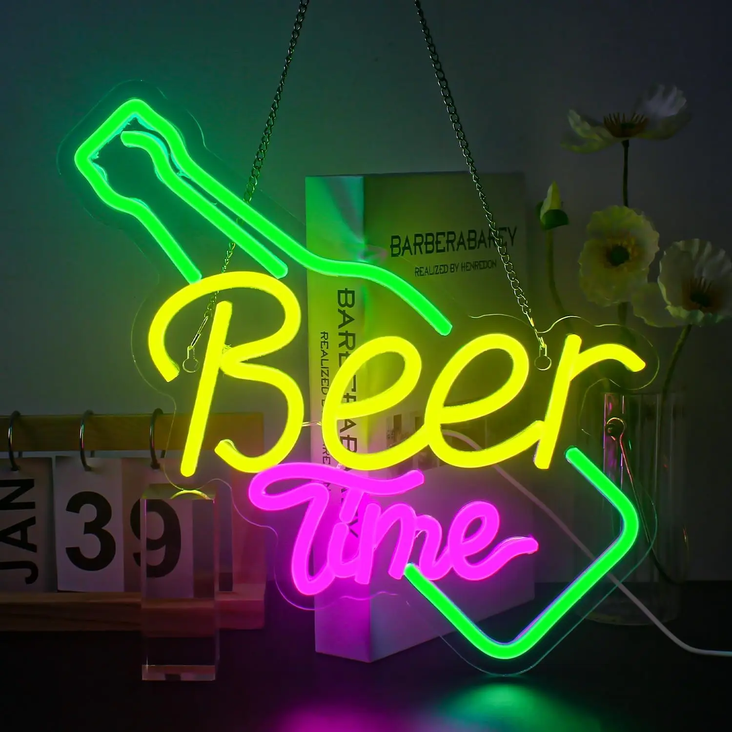 

Beer Time Neon Sign Bar Neon Lights USB Beer Light Up Sign Neon Bar Signs for Home Bar Wall Man Cave Party Club Restaurant Hotel