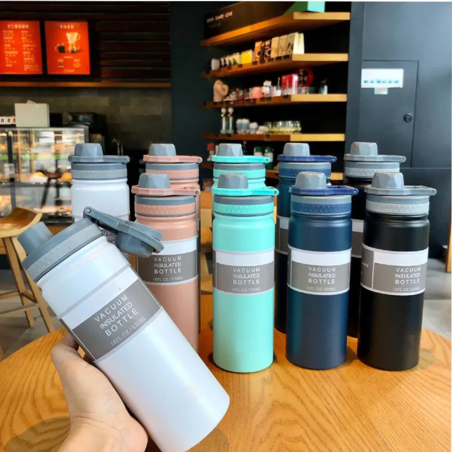 

530/750ML Stainless Steel Outdoor Thermos Bottle Cup Large-Capacity Space Pot Portable Sports travel Car Water Cup Kettle