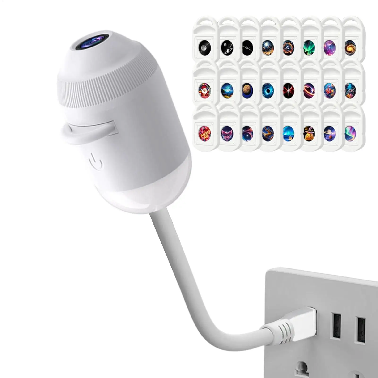 Galaxy Projector Night Light Adjustable Brightness USB Light 360 Degree Rotating Galaxy Lamp Projector with 24 Film Slides