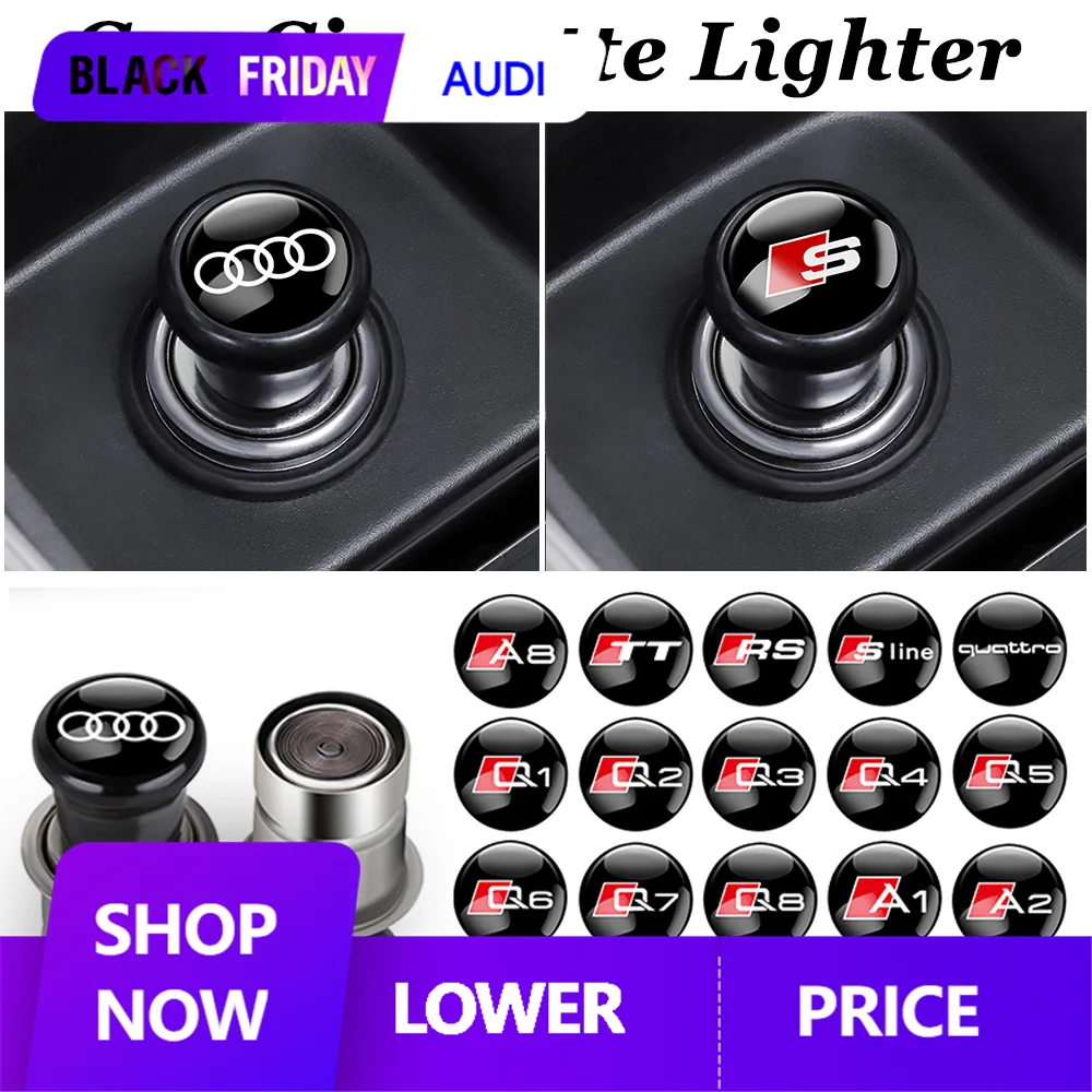 Car Portable Cigarette Lighter Auto Interior Accessories for Audi SLINE RS S TT QUATTRO A3 8P S3 8V A4 B8 B6 B7 A6 C6 C5 A5 Q5