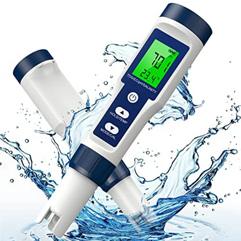 

TDS Meter 0-200000 PPM Meter 5 In 1 TDS/EC/SALT/TEMP/PH Meter For Drinking Water, Pool And Fish Tank