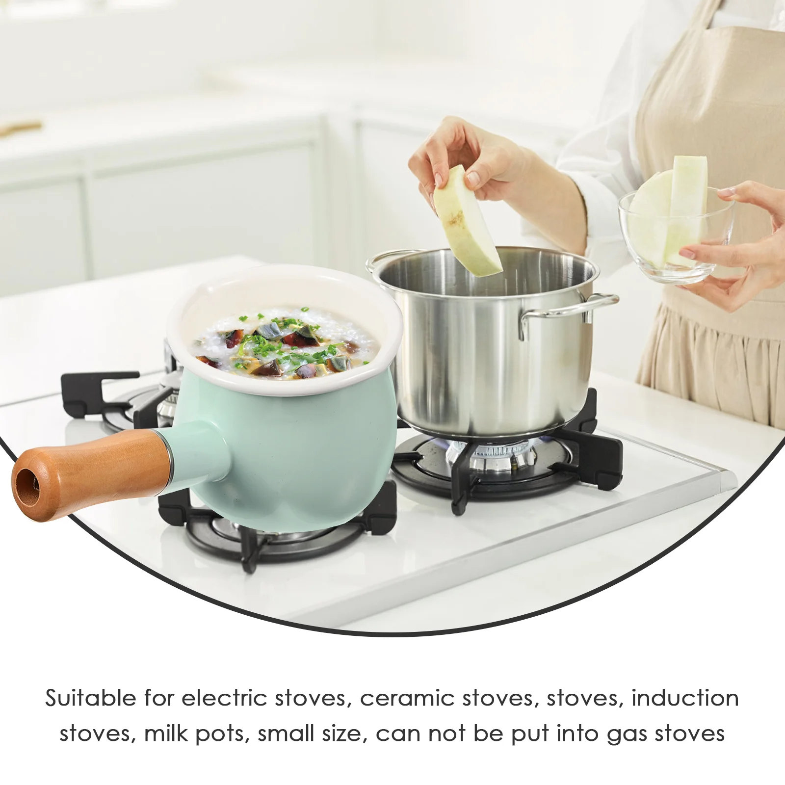 

Mini Milk Pot 10CM Grey Small Saucepan for Cooking Milk Sauce Butter Melting Perfect Fits Electric Ceramic Stoves Enamel