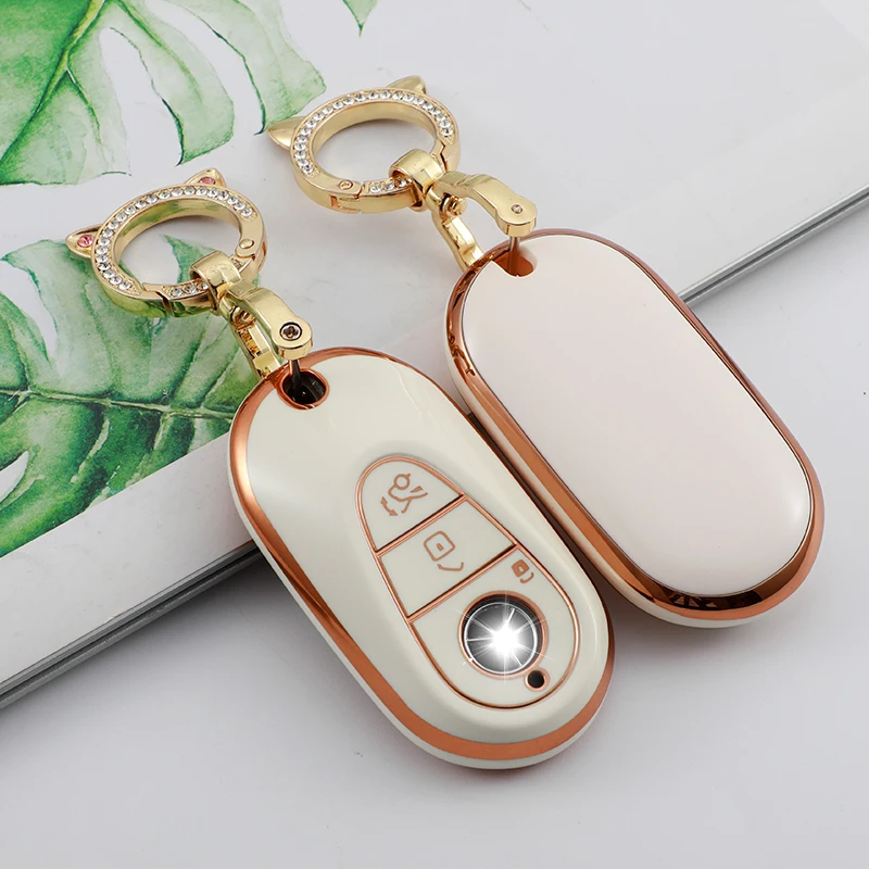 Soft TPU Car Key Case Cover Shell for Mercedes Benz C S Class 2021 W206 W223 S350 C260 C300 S400 S450 S500 Interior Accessories