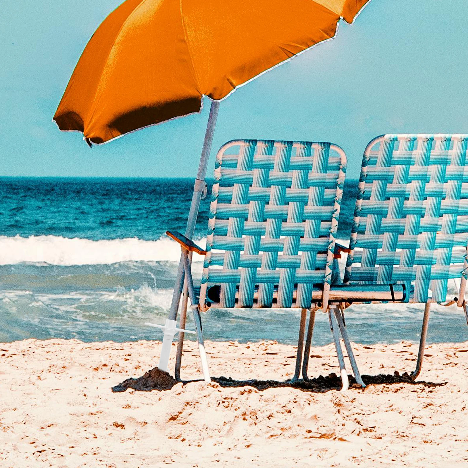 

1pc One Size Plastic Beach Umbrella Anchor Stand Sand Spike Screw Base Rust Proof Wear Resistant Strong Hold Stable Handle Easy