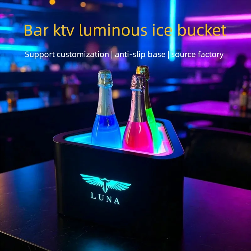 LED Charging Luminous Triangle Ice Bucket Commercial Wrought Iron Bar Champagne Bucket with Customized Logo