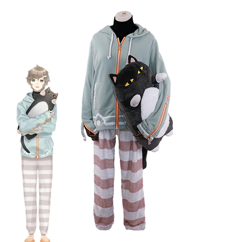 

Aniem Vtuber Nijisanji Kanae Cosplay Costume Kanae Pajamas Leisure Wear Top Pants Coat Halloween Carnival Party Uniforms