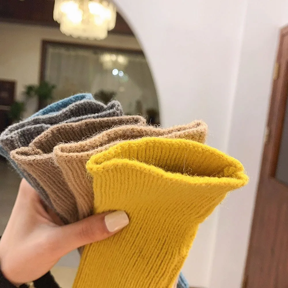 New Soft Half Finger Gloves Solid Color Knitting Half Finger Mitten Keeping Warm Winter Gloves Unisex
