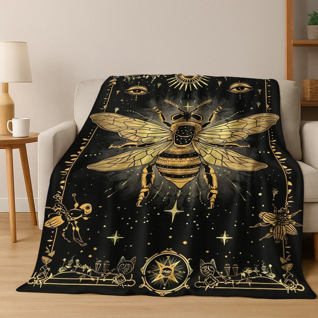 

Insect Bee Cartoon Cute Flannel Blanket Soft Warm Blanket for Bedroom Room Living Room Bed Office Travel Camping Picnic Gift Kid