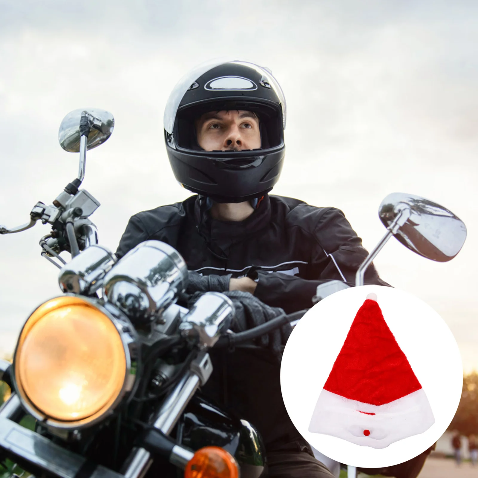 

1Pcs Santa Claus Cover High Quality Velour Material Christmas Motorcycle Cover Warm Riding Protection