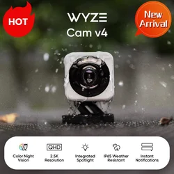 Wyze Cam v4, inteligentna kamera bezpieczeństwa w domu 2K Wi-Fi, monitor dla zwierząt domowych/na zewnątrz, reflektor/siren aktywowany ruchem, 2-kierunkowy dźwięk