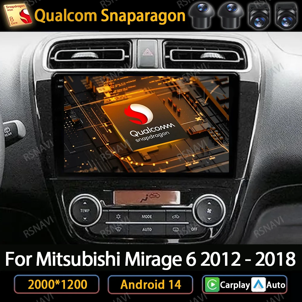 

Android 14 Car Radio For Mitsubishi Mirage Attrage 2012 2018 2019 Space Star 2014 GPS Multimedia Video Carplay Auto 4G WIFI QLED