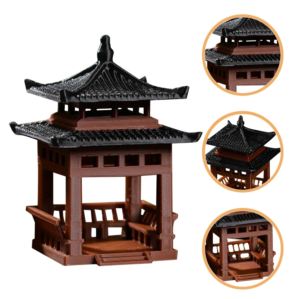 Micro Landscape Four-corner Pavilion Landscaping Adornment Home Decor Decoration Statue Mini Desktop Ornaments