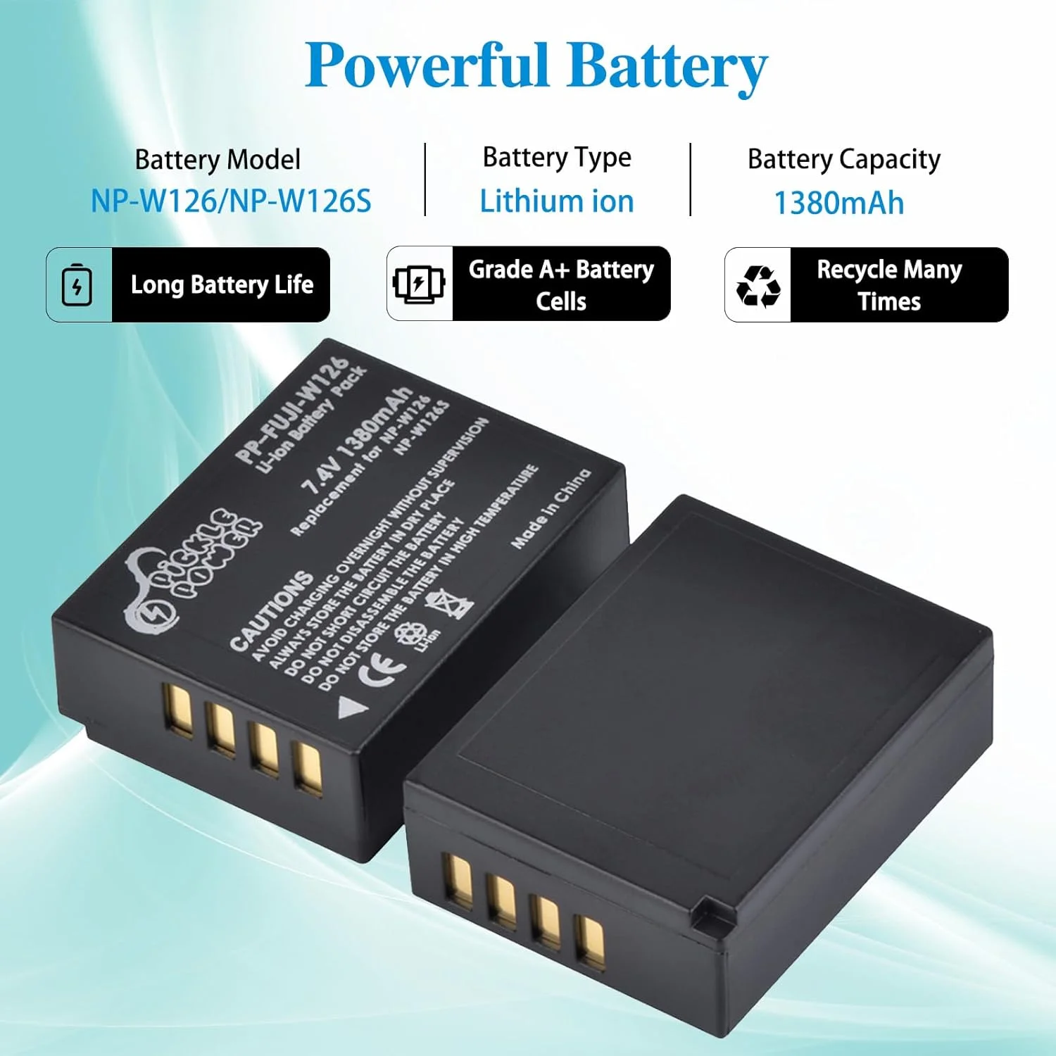 Picke Power NP-W126 NP-W126S Battery for Fuji X-M5 X-T50 X100V