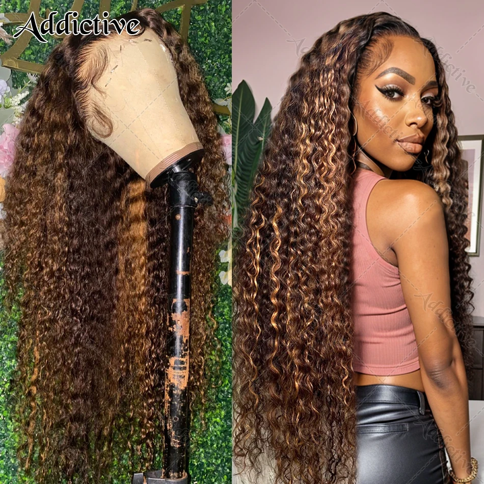 Peruca brasileira com renda frontal, cabelo natural, encaracolado, ombre, 4/27, 13x4, hd, transparente, onda profunda, 250%, 13x6