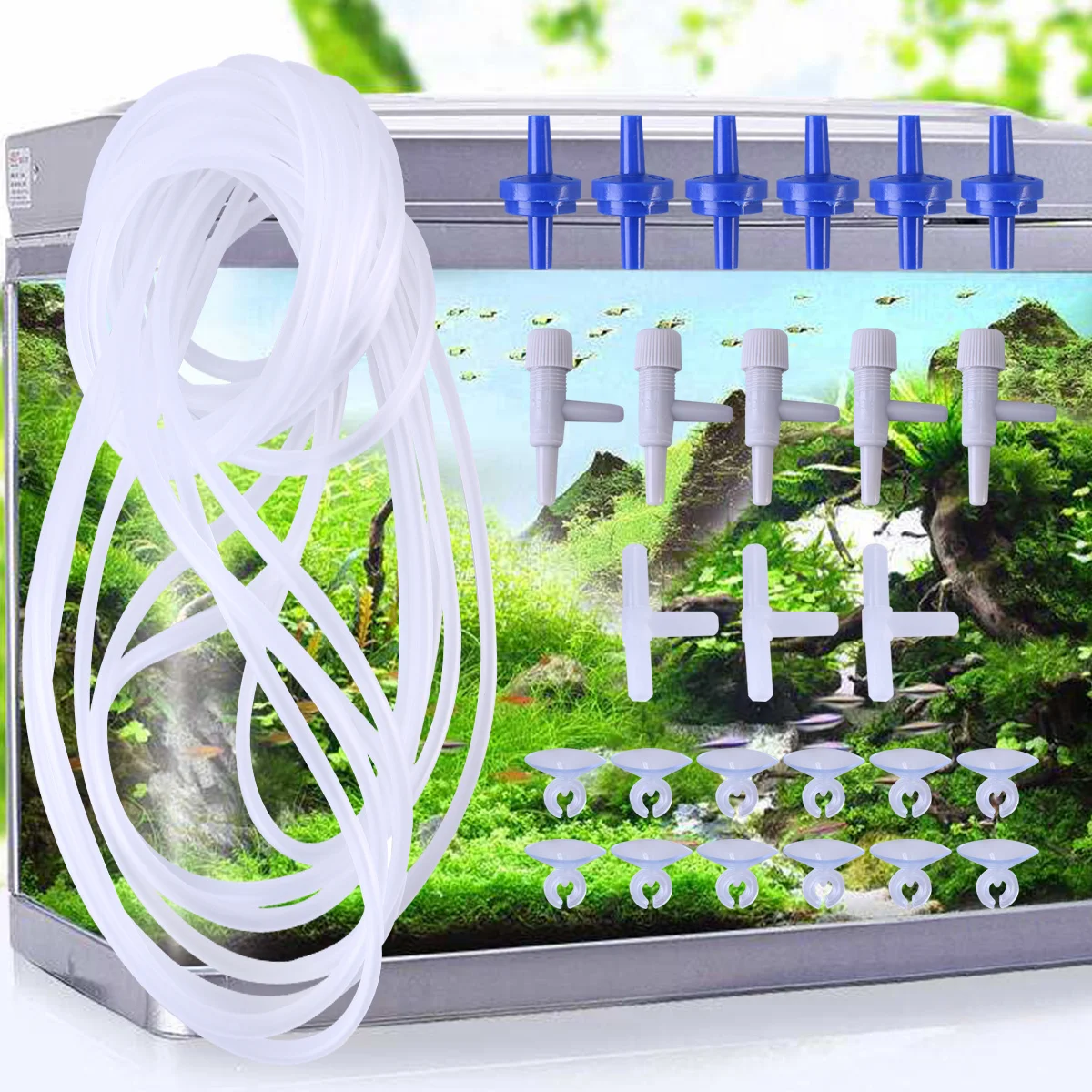 

12Pcs Standard Aquarium Airline Tubing 6m Flexible Clear Anti-Kink Air Pump Accessories for Fresh Salt Water Fish Tanks