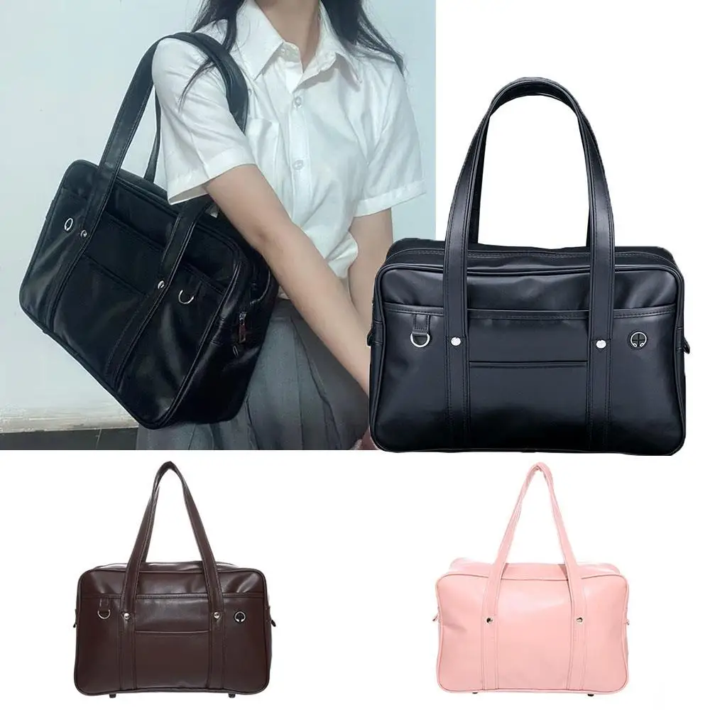 Single Shoulder Bag Commuter Backpack Uniform Bag Document Bag PU Solid Color Waterproof Handbag For Travel Pouch сумка