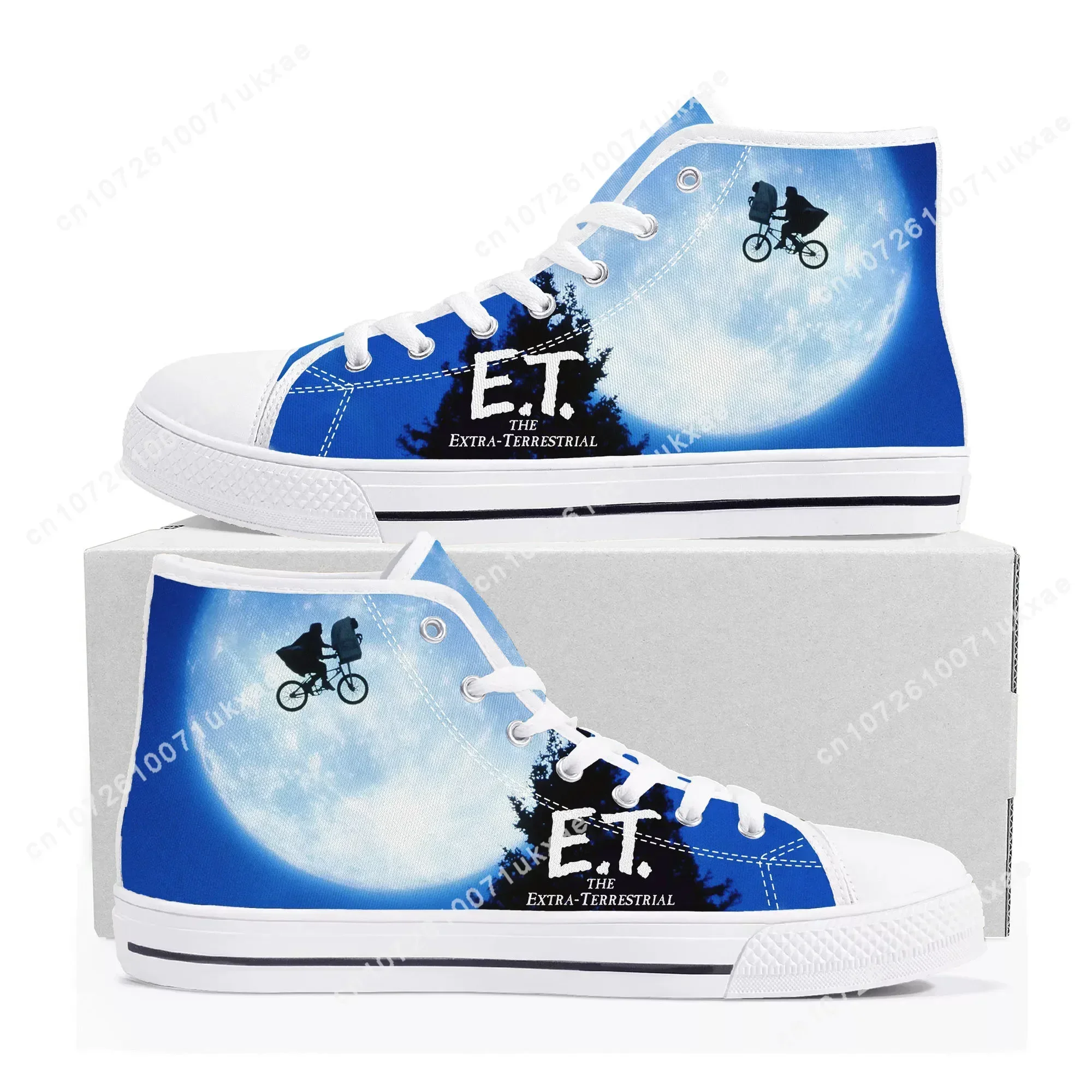 E.T. the Extra-Terrestrial Movie High Top Sneakers Mens Womens Teenager Canvas Sneaker Casual Custom Made Shoes Customize Shoe