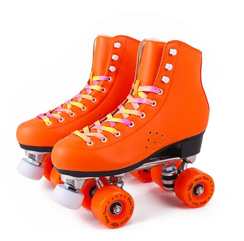 

Microfiber Mens Quad Roller Skate Shoes Double Line Skates 2 Row Skating Boots Sport Patines Unisex Retro Sliding Gears Size 48