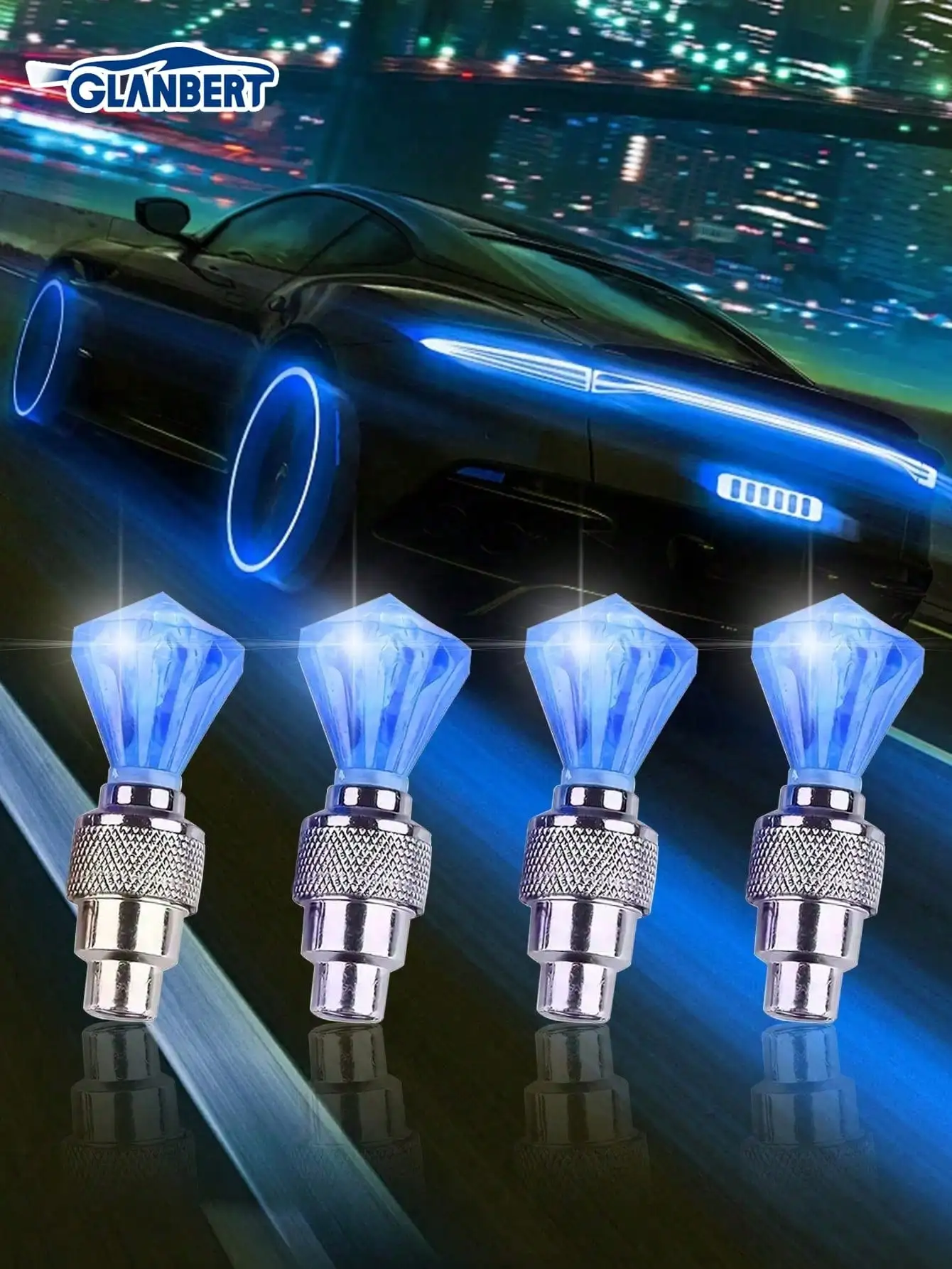 

4Pcs Gemstone Tire Valve LED Lights Wind Fire Wheel Atmosphere Lamps Universal Fit For Car Motorcycle Bicycle Truck Stylish Durable Practical Auto Exterior Decor Accessories
