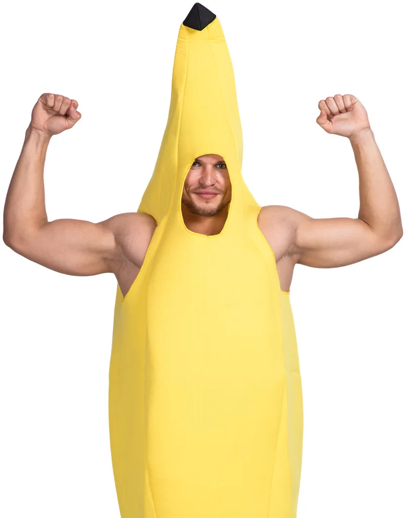 Adult Kids Unisex Funny Banana Cosplay Costume Suit Yellow Halloween Fruit Fancy Party Festival Dance Dress Costume view 5