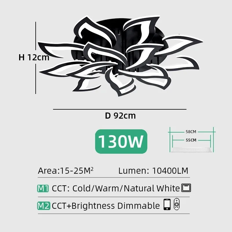 IRALAN LED Lotus Plafondkroonluchter APP Afstandsbediening Traploos dimmen Hanglamp Slaapkamer Studie Plafondlamp Home Decor