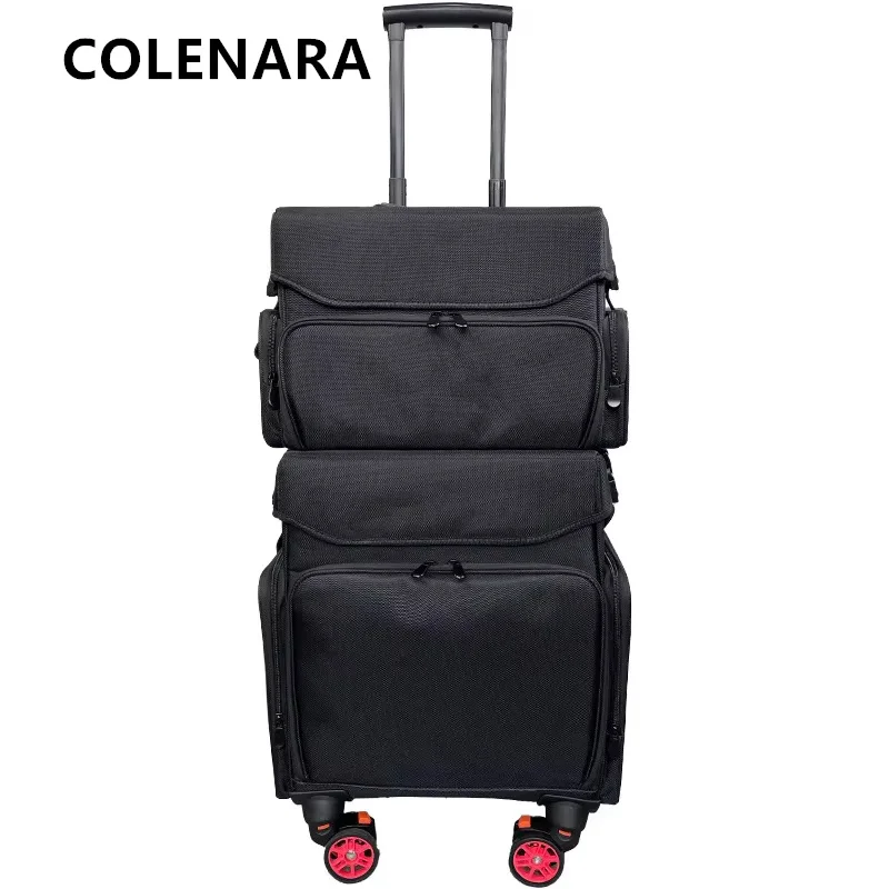 COLENARA المتداول حقيبة المرأة أكسفورد القماش حقيبة مستحضرات التجميل سعة كبيرة الجمال مانيكير أدوات حقيبة تروللي بعجلات حقيبة مستحضرات تجميل #4