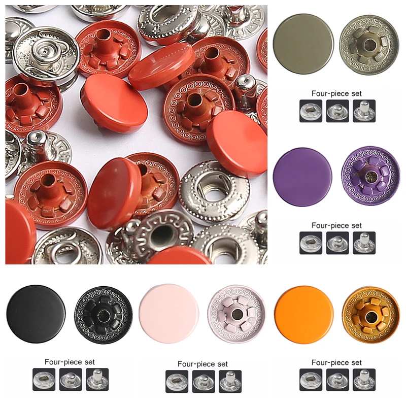 New 12.5/15mm Leather Snap Fasteners Round Duty Metal Buttons,Sewing Accessories Color Button for Clothes, Jackets, Jeans Wears