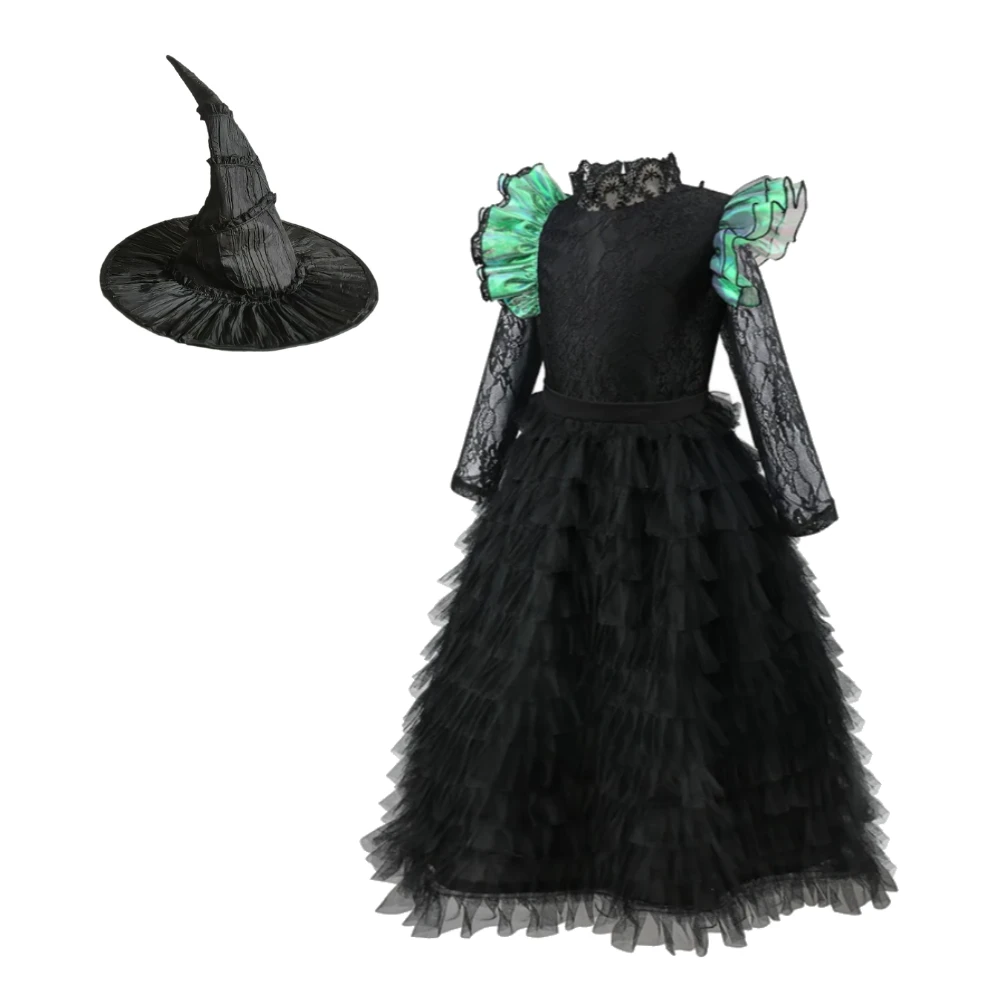 

The Wicked Glinda Elphaba Cosplay Costume Glinda Pink Princess Dress Costume for Girl Party Movie Party Witch Necklace Witch Hat