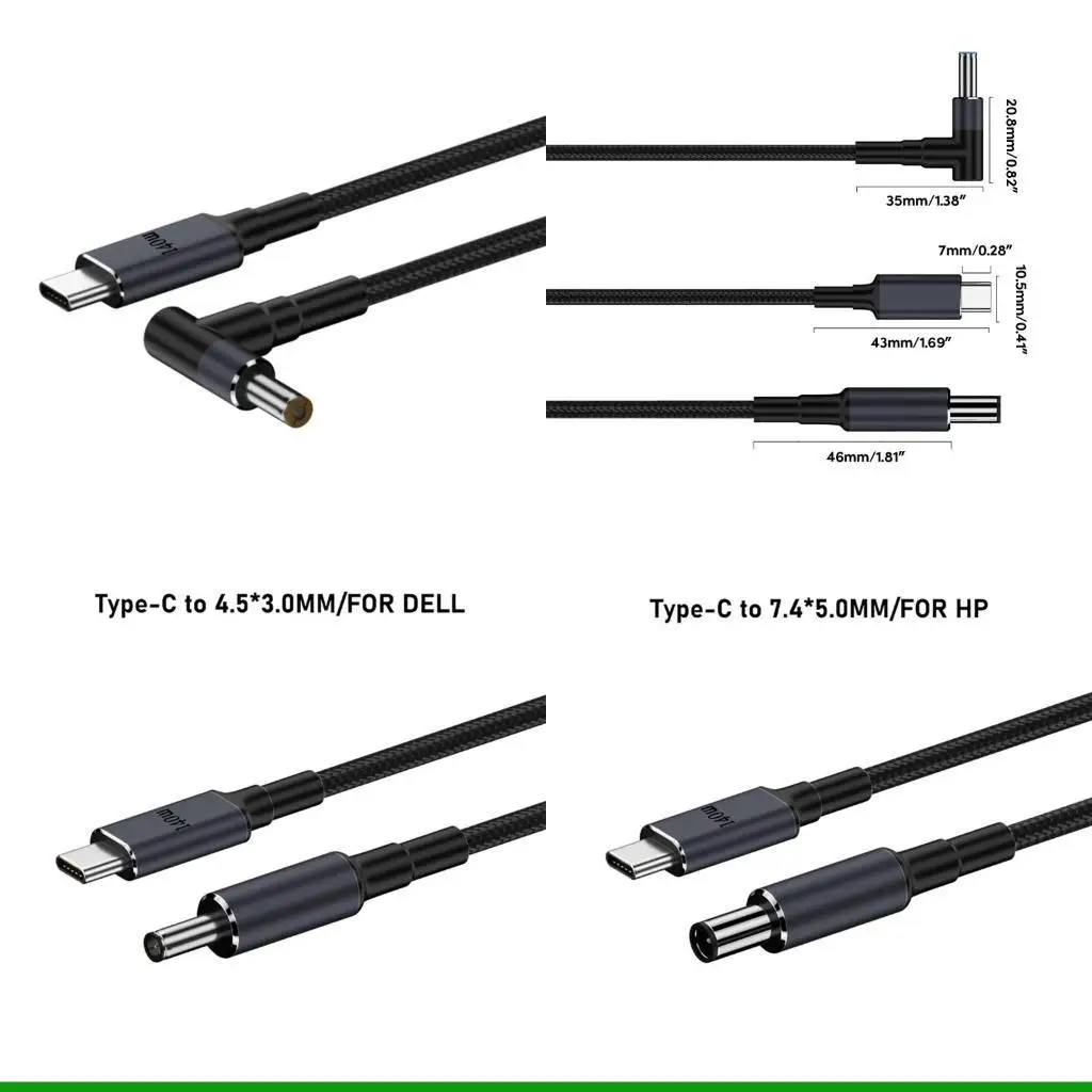 U55C 1.8m 140W Type C to DC5.5x2.5mm 5.5x2.1mm Power Supply Cable for Laptop