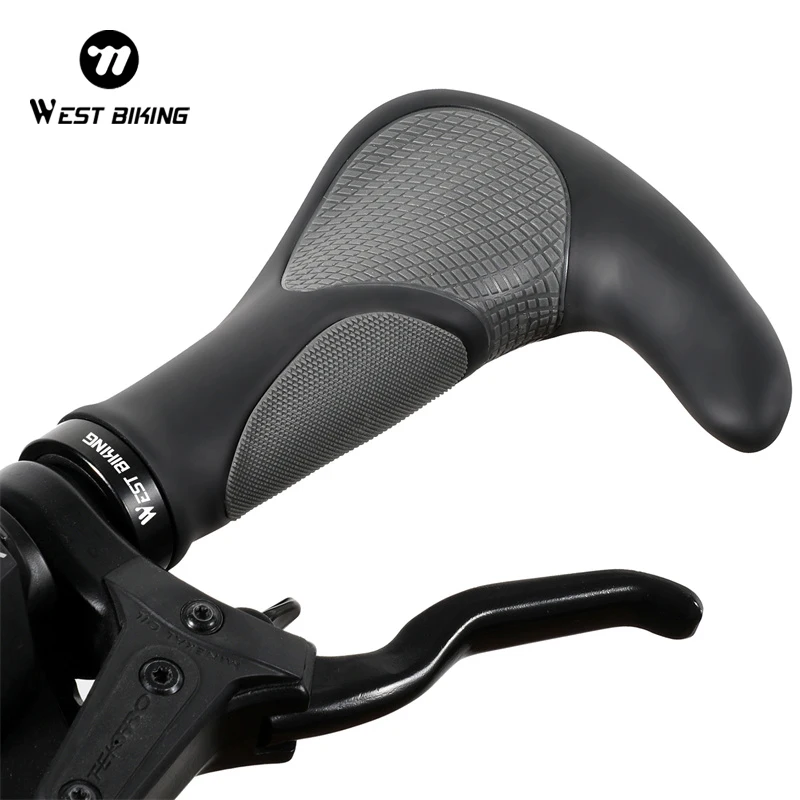 

WEST BIKING Ergonomic MTB Bike Grips Anti-Slip Shock Absorption Bicycle Handlebar Cover with Bar End Plugs Cycling Accessories