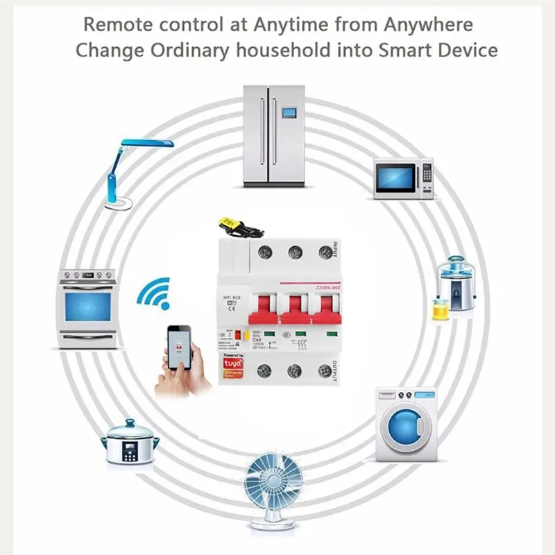 1 pieza Tuya Smart Circuit Breake Interruptor automático Protección contra sobrecarga y cortocircuito (2P)