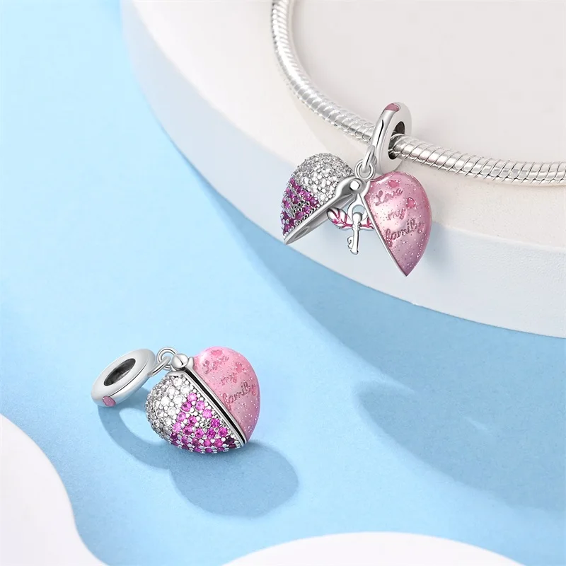 2026 New 925 Sterling Silver Family Heart Lock Charms Bead Fit 3mm Original Bracelet DIY Women Family Gathering Jewelry Gifts