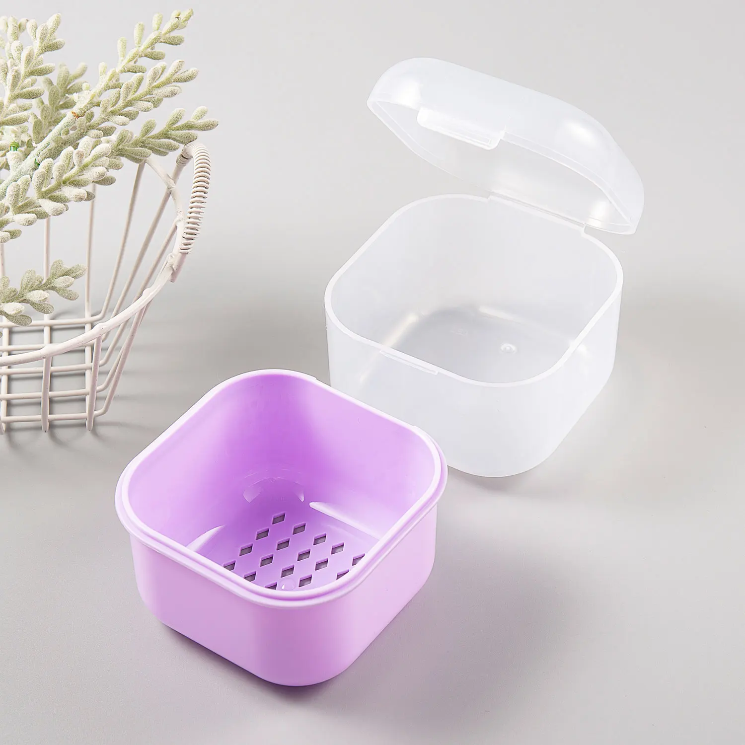 Forets à ongles de filtrage carrés à Double couche, boîte de désinfection de trempage, mallette de rangement d'outils pour ongles, conteneur de nettoyage de brosse de manucure