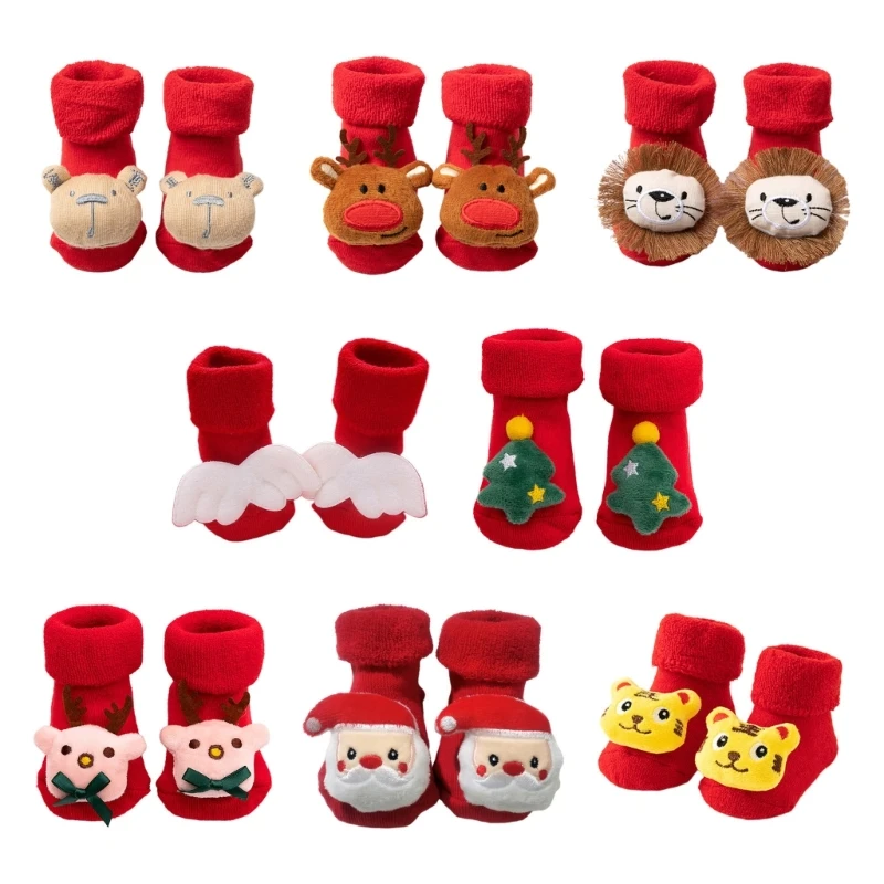 Toddler Fuzzy Socks with Grips Anti Skid Baby Christmas Socks Winter Grip Warm Socks Children Socks Christmas Gift