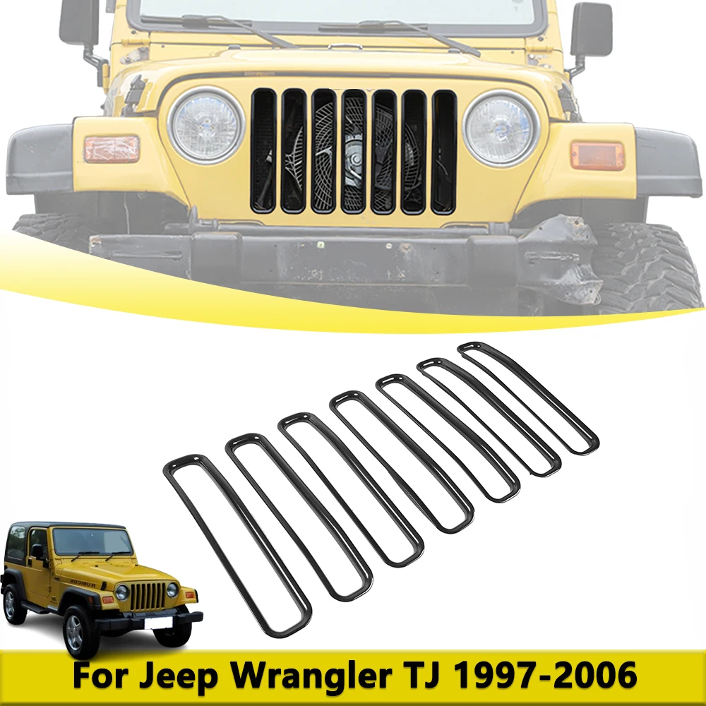 

Chrome Grill Inserts For Jeep Wrangler Tj 1997-2004 2005 2006 Grille Cover Front Griles Decoration Ring Car Styling Accessories