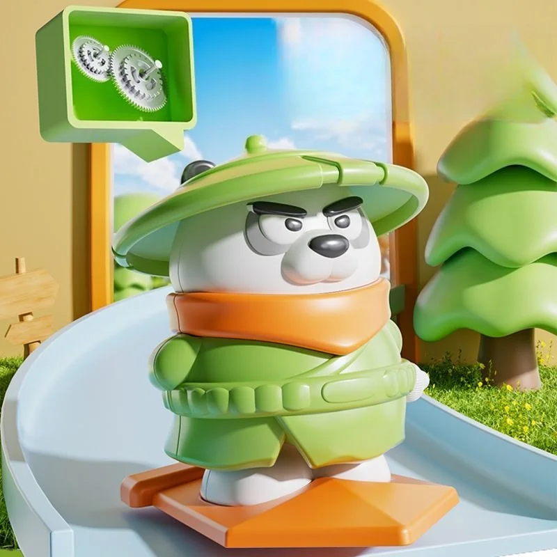 4 pçs novo dos desenhos animados bonito panda herói brinquedo de corda engraçado oscilação girar crianças toya fidget colecionáveis da criança crianças brinquedos coletar presente