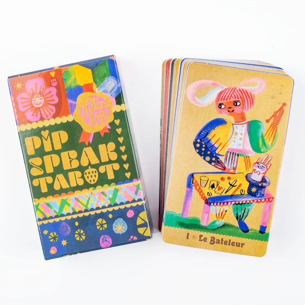 سطح العرافة على طراز Pipspeak Tarot Marseille للتجمعات العائلية 83 بطاقة لعبة لوحة قراءة الحظ 10.3 × 6 سم