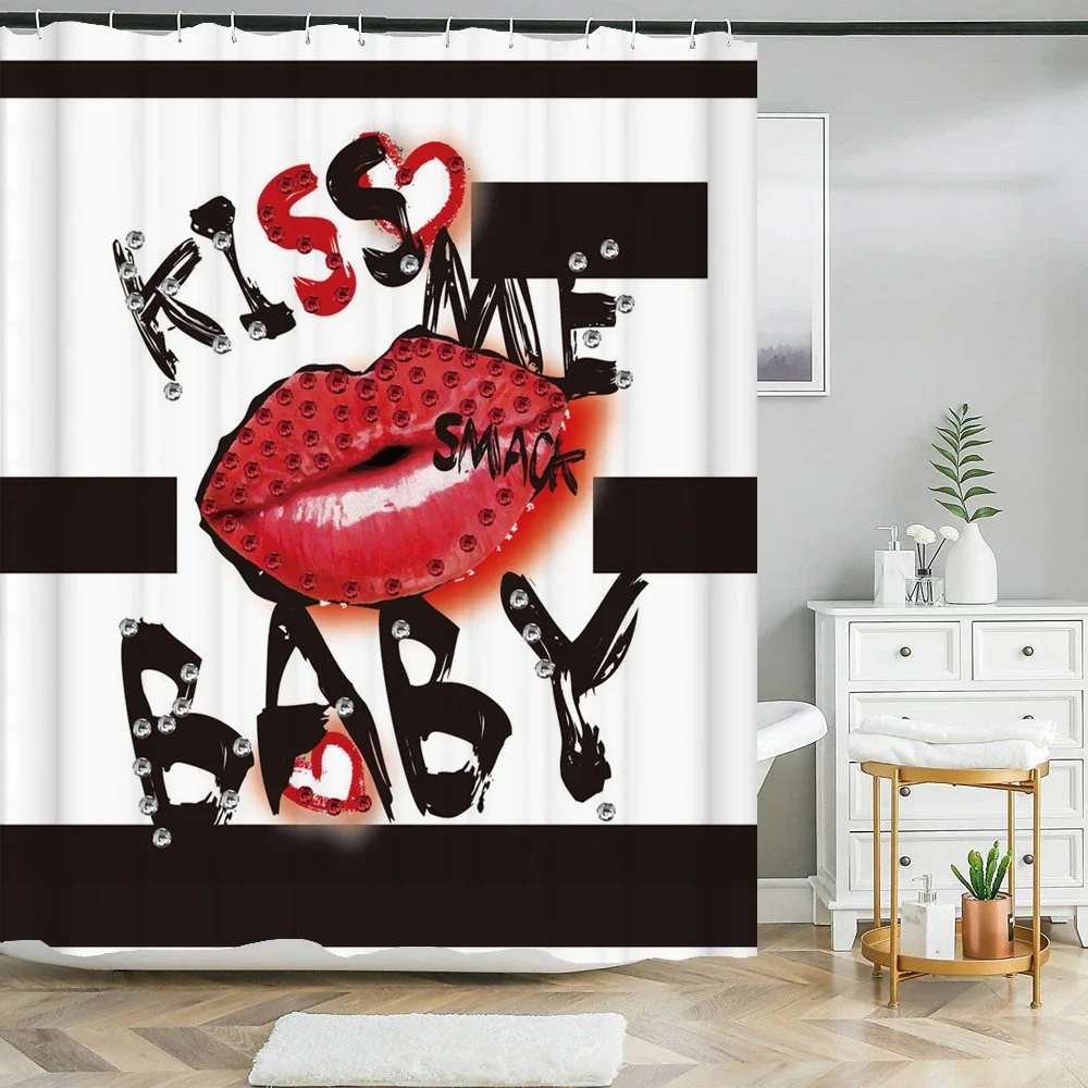 Fashion High Heels Perfume Shower Curtain Printed Polyester Fabric Sexy Woman Bathroom Curtains Washable Cortinas Home Decor