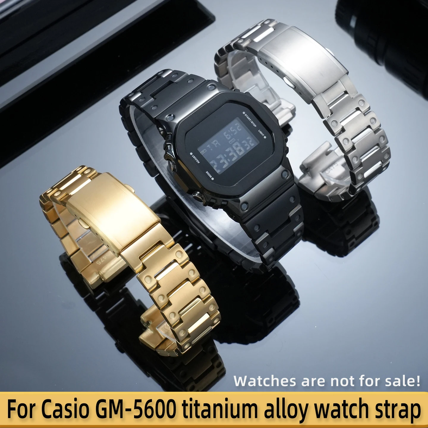 gm-5600 men's protruding titanium watch chain 16mm, GM5600 watch accessories, Suitable for Casio GM-5600 titanium watch strap