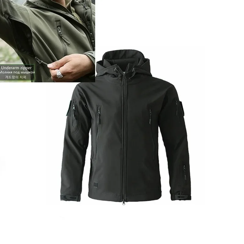 GL Winter Underarm Zipper Soft Shell Plush Thickened Training Durable Combat Work Pants Tactical Waterproof Pants and Jackets