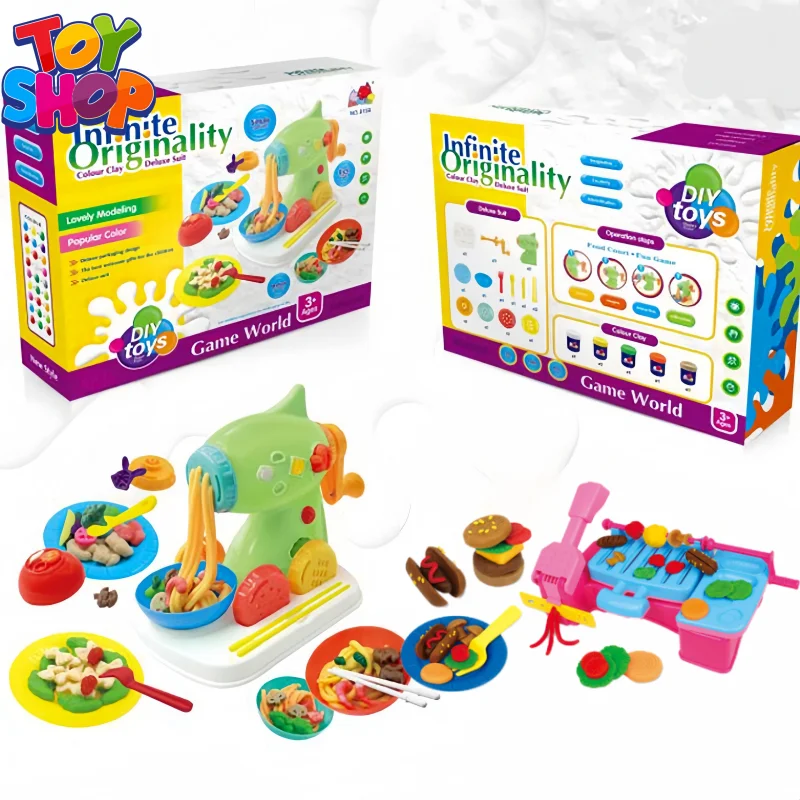 

Children Color Clay Creative Play Dough Ice Cream And Noodle Machine Play House Kitchen Toy Set Cloud Slime Multicolor Gift