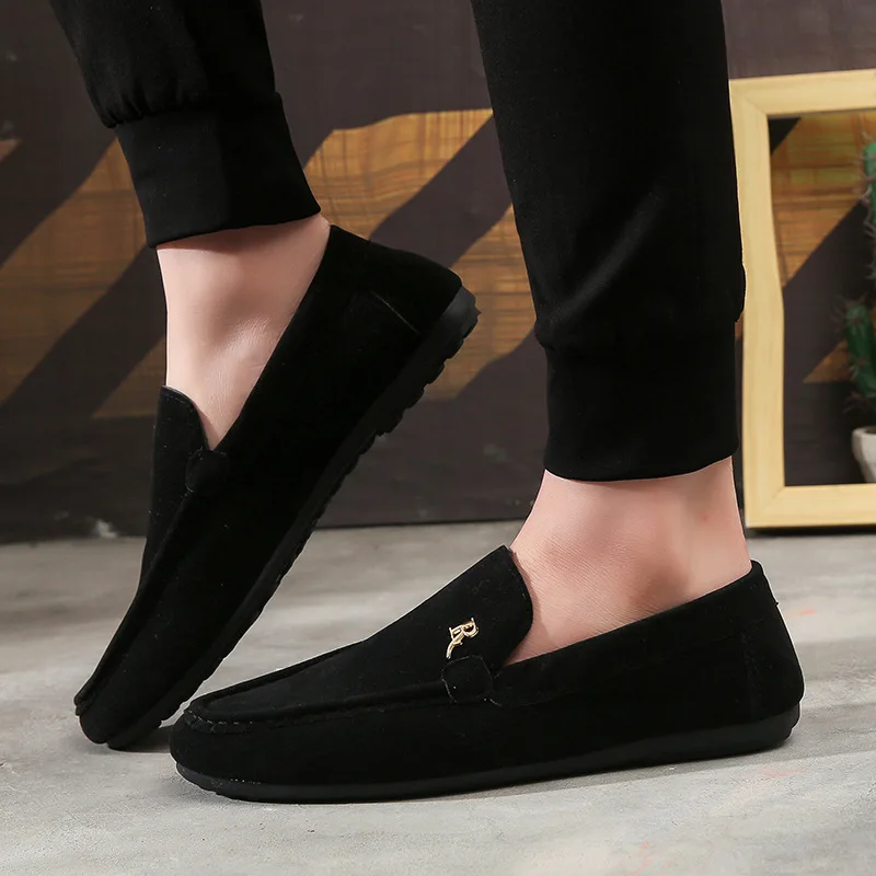 2023 Shoes for Men Soft Comfortable Black  Mens Loafers Brand Fashion Slip-On Flats Sneakers Moccasin Driving Casual Shoes